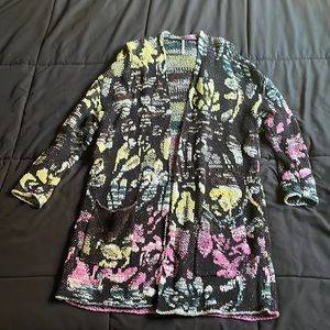 Free People Long Black Cardi Cardigan Open Sweater